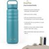 GrandTies 2 Lids Sports Stainless Steel Water Bottles  Wide Mouth Vacuum Insulated Reusable Leak Proof BPA-Free Travel Metal Canteen, Thermal Bottles for Men Women Gym (Atlantis Blue, 24 oz) view 2