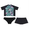 Eandarui Kids Girls Athletic Swimsuits Beach Sports Short Sleeve Swimwear Rash Guard for Swimming Surfing Black 10 Years view 2