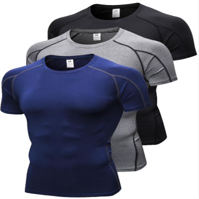 Men's Compression Shirts Short Sleeve Workout T Shirt Cool Dry Athletic Undershirts Gym Yoga Base Layers Running Tops