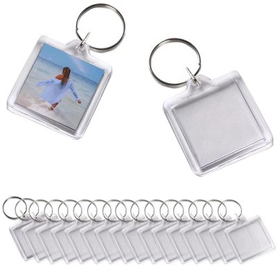 25PCS Clear Acrylic Blank Photo Picture Frame Keyring Square Photo Snap-In Keychain Blank Square Picture Frame Keyring Insert Personalized Keychain for Office School or Home