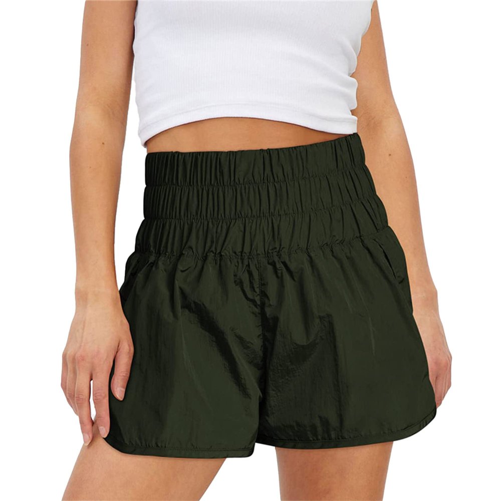 JEsilunmaMY Womens Quick Drying Elastic Athletic Shorts High Waist Side Slit Workout Running Shorts Loose Casual Gym Shorts (Dark Green,XX-Large)