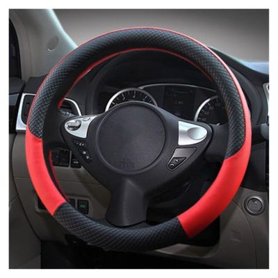 FUERU Car Steering Wheel Cover Set Universal Car Steering Wheel Cover Real Leather Thin Breathable Fashion Car Interior Gifts (Color : 5#)