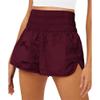 JEsilunmaMY Womens Quick Drying Elastic Athletic Shorts High Waist Side Slit Workout Running Shorts Loose Casual Gym Shorts (Wine Red,Large) view 2