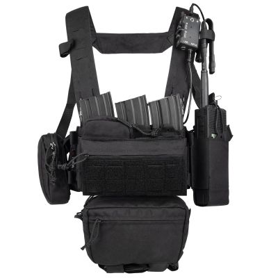 YAKEDA Tactical Chest Mini Rig Vest with Magazine Pouch Adjustable Detachable Laser-cutting Molle Modular Chest Vest (Black2.0)