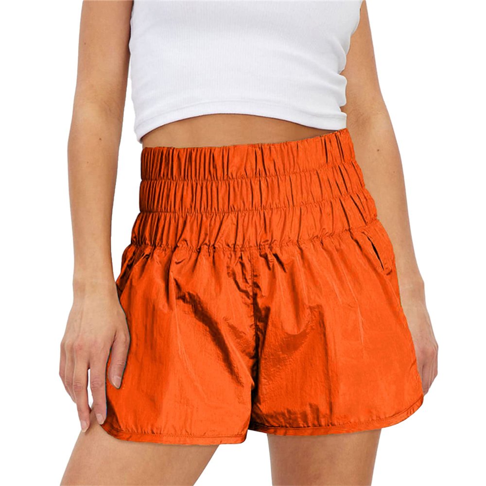 JEsilunmaMY Womens Quick Drying Elastic Athletic Shorts High Waist Side Slit Workout Running Shorts Loose Casual Gym Shorts (Orange,XX-Large)