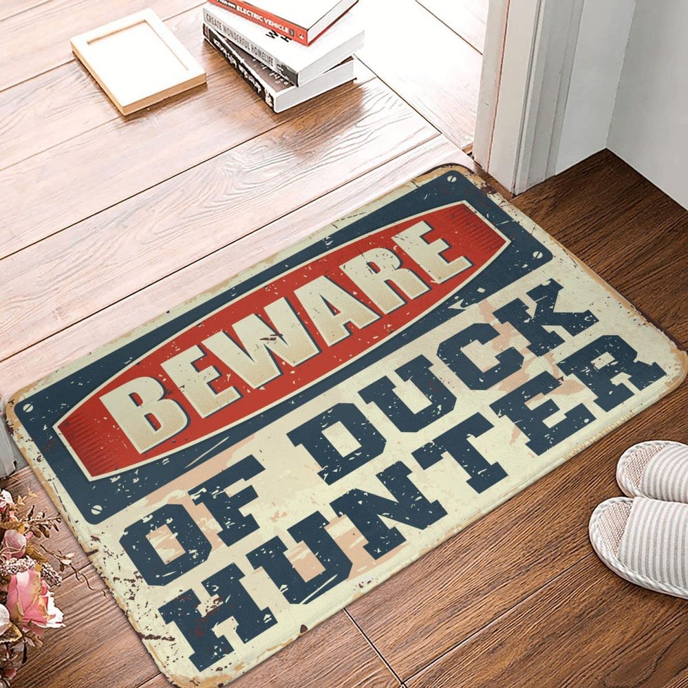 Welcome Rugs Front Door Indoor Beware of Duck Hunter Rug Outdoor Doormat Things for Boys Room (Size : 65X90CM)