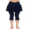 Micosuza Women's Swim Capris Leggings with Skirt Sun Protection Modest Cross High Waist Skirted Swim Pants Navy view 1