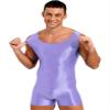 Hedmy Mens One Piece Sleeveless Vest Tank Top Leotard Gymnastics Bodysuit Wrestling Singlet Jumpsuit Lavender X-Large view 2