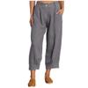 Akivide Womens Linen Baggy Elastic Waist Cropped Pant Loose Casual Comfy Straight Leg Beach Capri Linen Pant with Pockets view 1