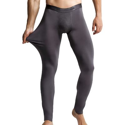 Ouruikia Men's Thermal Underwear Thermal Bottoms Magnetic Thermal Pants Modal Base Layer Bottoms Long Johns Pants (Grey L)