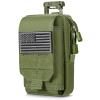 SOWHUP Tactical Molle Pouch Cell Phone Pouch Holster Small Utility EDC Pouch Gadget Organizer Bag with Tactical Key Ring Holder and U.S.A Flag Patch (Army Green1) view 1