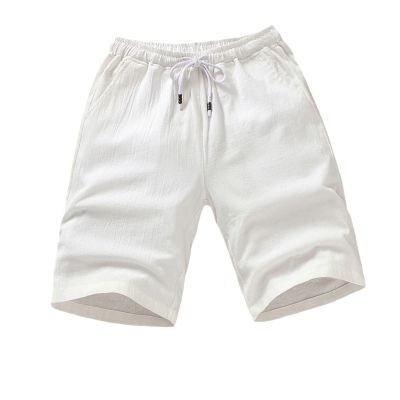 Alloaone Men's Summer Cotton Slim Fashion Beach Shorts White