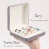 Booinxaa Ring Storage Boxes for Multiple Rings, Compact and Stylish Travel Jewelry case, Portable Small jewelry Organizer Box Tray Gift for Women, Girl(Grey) view 2