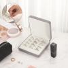 Booinxaa Ring Storage Boxes for Multiple Rings, Compact and Stylish Travel Jewelry case, Portable Small jewelry Organizer Box Tray Gift for Women, Girl(Grey) view 4