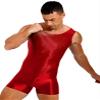 Hedmy Mens One Piece Sleeveless Vest Tank Top Leotard Gymnastics Bodysuit Wrestling Singlet Jumpsuit Burgundy X-Large view 2