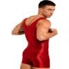 Hedmy Mens One Piece Sleeveless Vest Tank Top Leotard Gymnastics Bodysuit Wrestling Singlet Jumpsuit Burgundy X-Large view 4