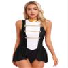 Agoky Women's Circus Ringmaster Cosplay Costume Halloween Showman Jumpsuit Skirted Bodysuit Black Large view 1