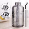 NiHome Glass Water Bottle 25oz/750ml with Two Caps, Stainless-Steel Straw, Brush and Silicone Cover, High Borosilicate Glass for Hot & Cold Beverages, Leak-Proof for Travel, Gym, Office (Smoky Gray) view 1