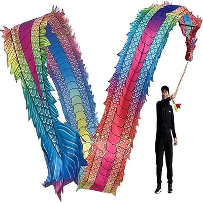 Dragon Dance Ribbon Streamer with Travel Bag, Washable Chinese Flinging Ribbon, Square Exercise Dance Dragon Poi, 8m/10m (Color : Red, Size : 8m/26ft)