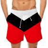 Athletic Shorts for Men Mens Swim Trunks Lightweight Drawstring Elastic Waist Swimming Trunks 3D Printed Striped Color Block Beach Shorts Swim Trunks Boys 14-16 Red M view 1