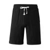 WABEOR Mens Linen Shorts Casual Summer Drawstring Beach Shorts Loose Fit Elastic Waist Shorts with Pockets Cotton Yoga Shorts J-Black view 3