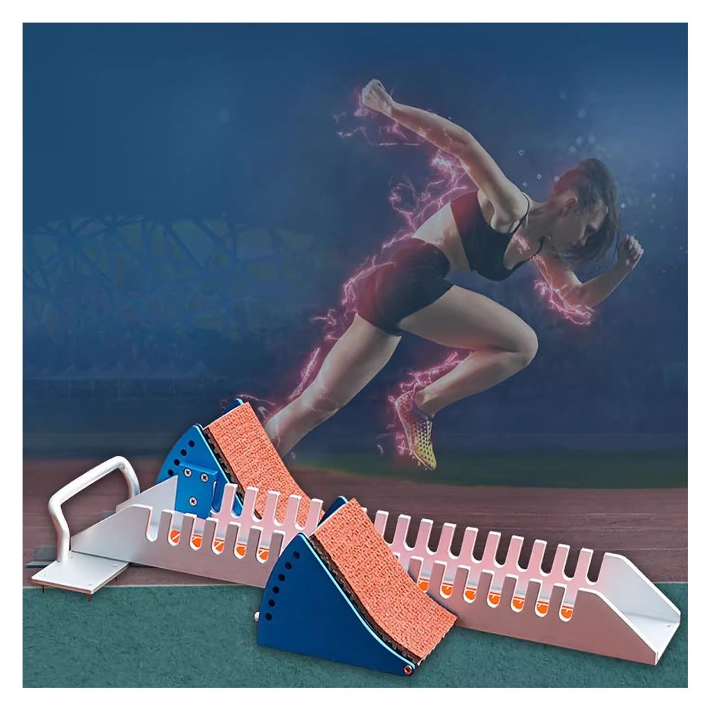 LZMZMQ Portable Starting Blocks Athletics, 6 Angles Adjustable Track & Field Starters, Aluminum Campus Games Sprinting Pedals, for Plastic Runway Cinder Track (Color : 64cm(25.2in) Long)