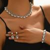 Roe Dolph Silver Jewelry Set Crystal Prom Necklace Bracelet Earrings Rhinestone Costume Jewelry Prom Dresses for Women Bridal Bridesmaids Jewelry Set for Wedding view 2