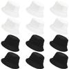 12 Pieces Bucket Hats for Women Summer Beach Fishmen Hat for Lady Adult Unisex Cotton Cap(Black White) view 1