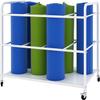 Katzowen Large Yoga Mat Rolling Storage Cart, Heavy Duty Metal Foam Rollers Holder Stand with Wheels, Home Garage Studio Gym, Holds 12 Mats (Color : White) view 1
