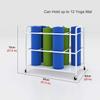 Katzowen Large Yoga Mat Rolling Storage Cart, Heavy Duty Metal Foam Rollers Holder Stand with Wheels, Home Garage Studio Gym, Holds 12 Mats (Color : White) view 2