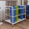 Katzowen Large Yoga Mat Rolling Storage Cart, Heavy Duty Metal Foam Rollers Holder Stand with Wheels, Home Garage Studio Gym, Holds 12 Mats (Color : White) view 3