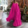 Canbebig Summer Dresses for Women Spaghetti Strap Casual Cute Babydoll Dress Tiered Ruffle Flowy Boho Beach Sundress Plus Size Pink view 3
