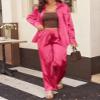 Ekouaer Womens 2 Piece Silk Satin Pajama Set Long Sleeve Lounge Sets Button Down Shirts and Pants PJs Soft Sleepwear Sets Rose Red L view 2