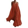 Canbebig Summer Dresses for Women Spaghetti Strap Casual Cute Babydoll Dress Tiered Ruffle Flowy Boho Beach Sundress Plus Size Brown view 1