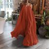 Canbebig Summer Dresses for Women Spaghetti Strap Casual Cute Babydoll Dress Tiered Ruffle Flowy Boho Beach Sundress Plus Size Brown view 3