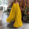 Canbebig Summer Dresses for Women Spaghetti Strap Casual Cute Babydoll Dress Tiered Ruffle Flowy Boho Beach Sundress Plus Size Yellow view 3
