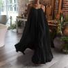Canbebig Summer Dresses for Women Spaghetti Strap Casual Cute Babydoll Dress Tiered Ruffle Flowy Boho Beach Sundress Plus Size Black view 4