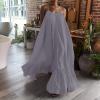 Canbebig Summer Dresses for Women Spaghetti Strap Casual Cute Babydoll Dress Tiered Ruffle Flowy Boho Beach Sundress Plus Size Grey view 3