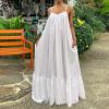 Canbebig Summer Dresses for Women Spaghetti Strap Casual Cute Babydoll Dress Tiered Ruffle Flowy Boho Beach Sundress Plus Size White view 2