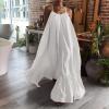 Canbebig Summer Dresses for Women Spaghetti Strap Casual Cute Babydoll Dress Tiered Ruffle Flowy Boho Beach Sundress Plus Size White view 3