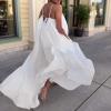Canbebig Summer Dresses for Women Spaghetti Strap Casual Cute Babydoll Dress Tiered Ruffle Flowy Boho Beach Sundress Plus Size White view 4