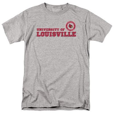 University of Louisville Official Block Text Unisex Adult T Shirt, Athletic Heather, 4X-Large
