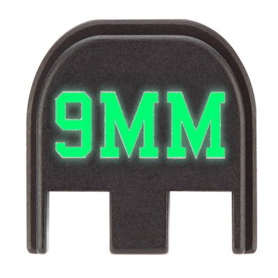 NDZ Performance Glow-in-The-Dark Aluminum Slide Cover Back Plate for Glock Gen 5 17 19 19X 22 23 26 27 29 30 34 45 47  Caliber 9mm, Green Glow