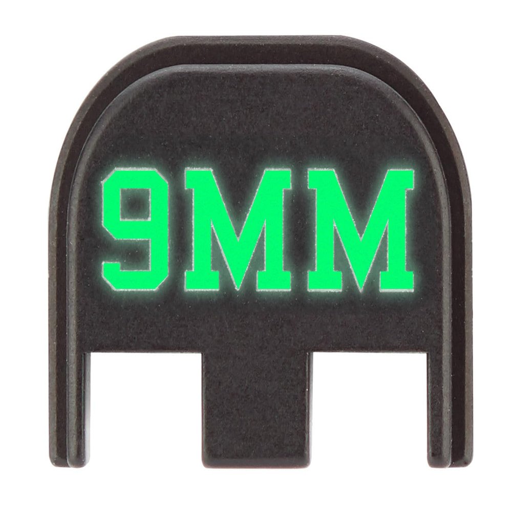 NDZ Performance Glow-in-The-Dark Aluminum Slide Cover Back Plate for Glock Gen 5 17 19 19X 22 23 26 27 29 30 34 45 47  Caliber 9mm, Green Glow