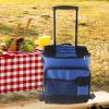 Rolling Cooler, 35L Large Capacity Insulated Rolling Cooler Leak Proof Cooler Bag, Soft Cooler Cart Lunch Backpack for Camping Hiking BBQ Summer Travel view 3