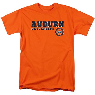 Auburn University Official Block Text Unisex Adult T Shirt, Orange, 5X-Large