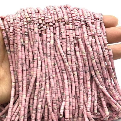5 Strands of Afghan Tiny Seed Small Heishi Pink Stone Opal String Strand 2.7mm Spacer Loose Tube Pipe Cylinder Beads for Jewelry Making Supplies for Necklace Bracelet Anklet