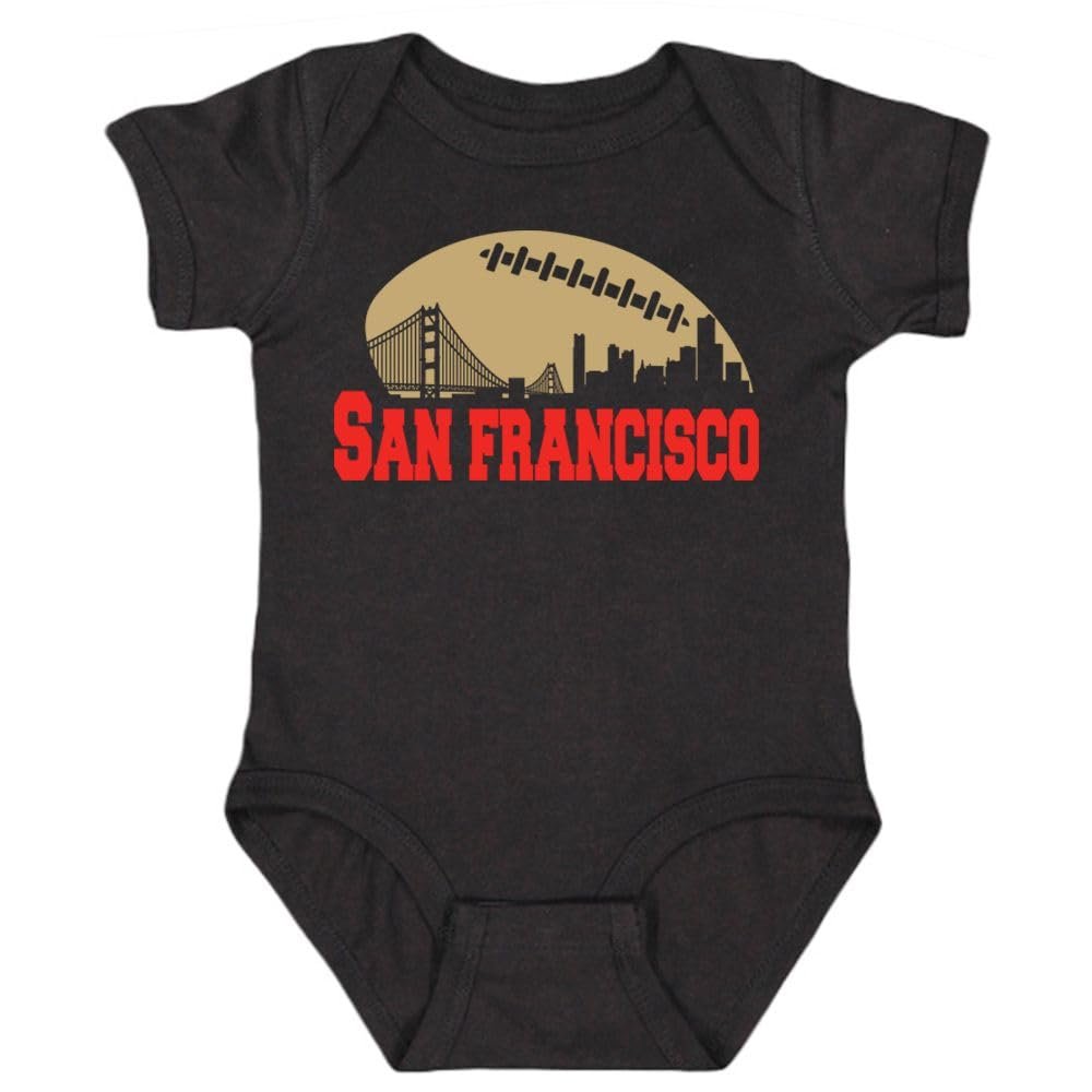 San Francisco Skyline Kid's Bodysuit for Football Fans (Black, 24M)