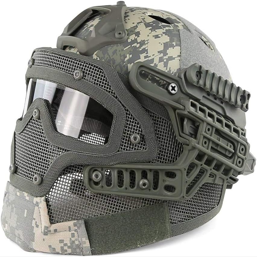 ACEXIER Fast Tactical Helmet Airsoft Paintball Protective Helmet Full Face Mask Goggles Outdoor Sports Hunting CS Game (ACU)