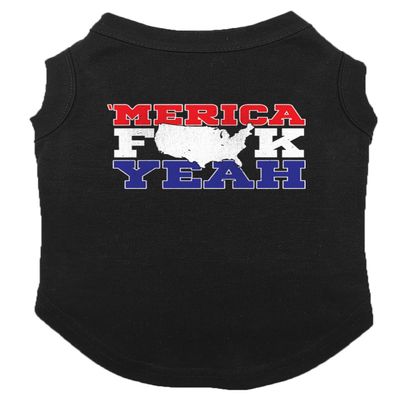 Merica FCK Yeah - USA Patriotic Dog Shirt (Black, Large)